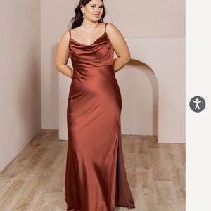 Revelry Skye Satin Dress Cinnamon Rose